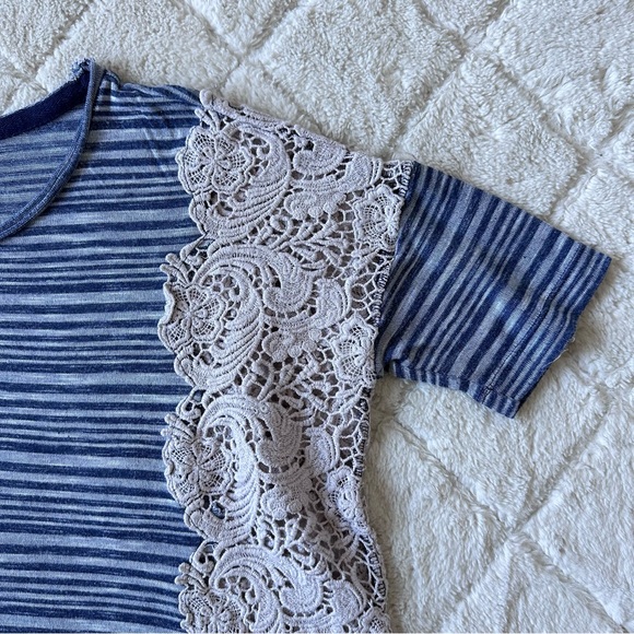 We The Free | Blue and White Battenburg Stripe Top | Size Medium - Picture 5 of 11